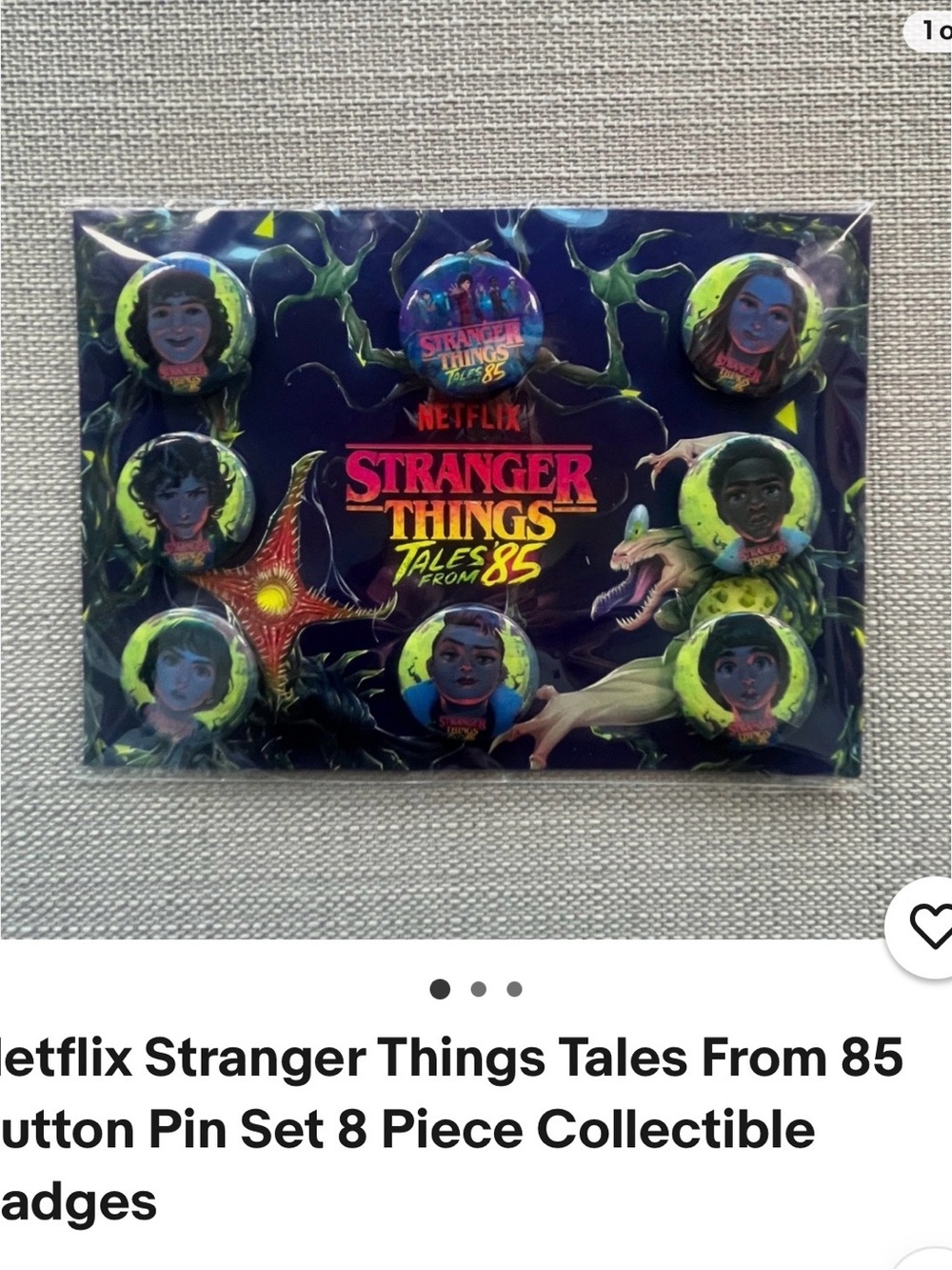 Netflix Stranger Things Tales From The 85 Holographic Button Pin Set - Purple